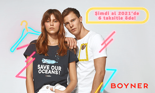 Boyner'de taksit kampanyasına yönelik bir genç kız ve bir genç erkek görseli