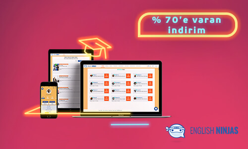PC, telefon ve tablet görseli ve English Ninjas kampanyası