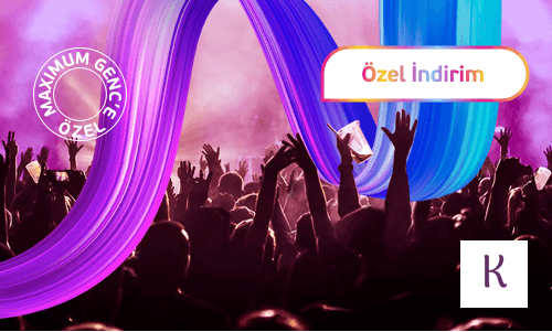 Ellerin havada olduğu keyifli bir konser görseli  ve Maximum Genç'e özel indirim ifadesi