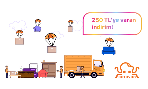 Octovan firması aracılığıyla ev taşıma hizmetini anlatan,taşınan kanepeleri,koltukları içeren görsel