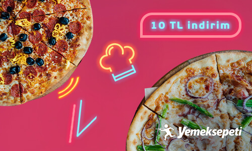 pembe zeminde 2 pizza görseli